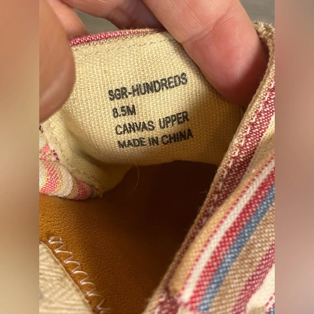 Sugar‎ Hundreds Wedge Sandals Fabric Natural Multicolor Beach Stripe Size 8.5